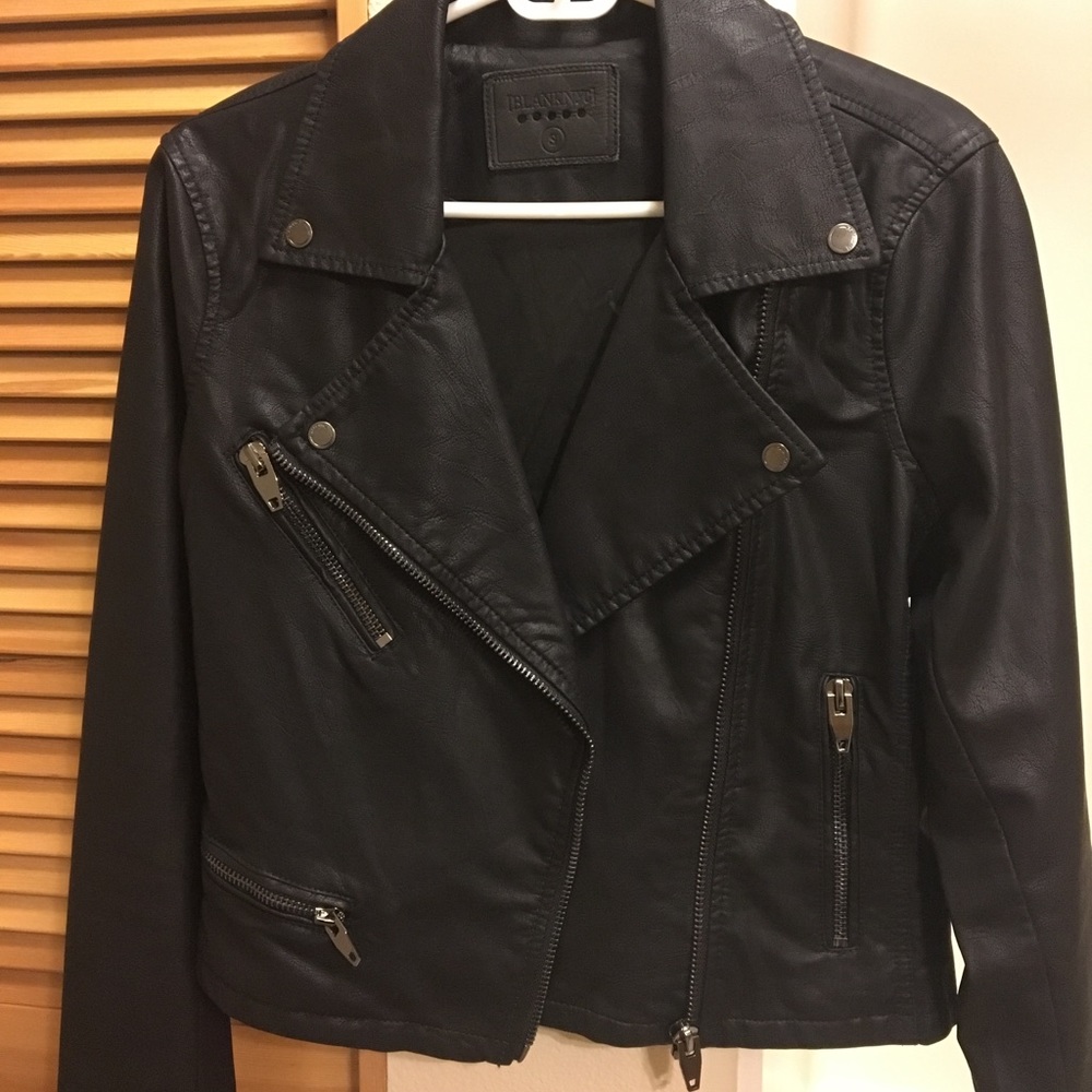 Blank NYC Black Vegan Leather Jacket in Onyx